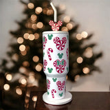 Peppermint Mouse 40oz Tumbler | Christmas Candy Cane | Personalized Holiday Tumbler with Handle & Straw | Gift Cup