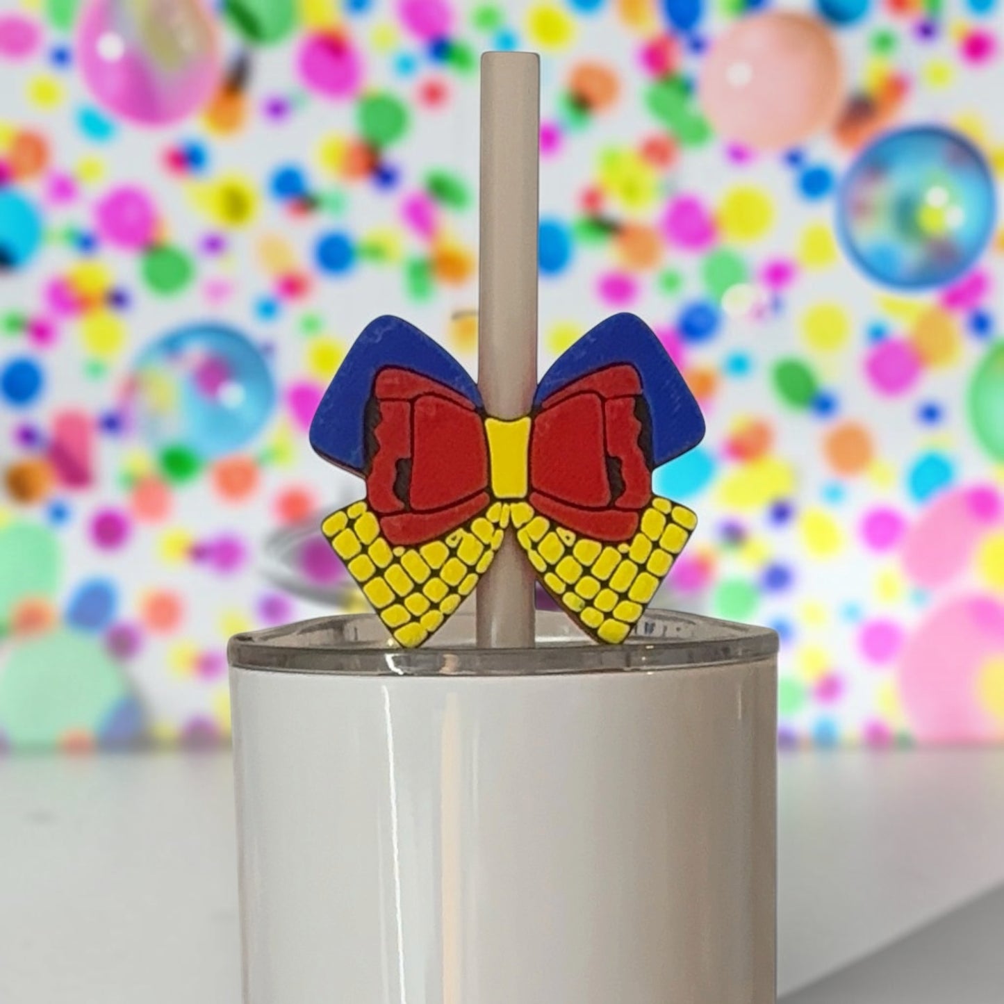 Cowboy Inspired 3D Straw Topper | Woody-Inspired Bow | Handmade Tumbler Straw Accessory | Fits 20oz or 40oz Tumblers
