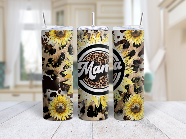 Sunflower Leopard Mama 20oz Tumbler ￼