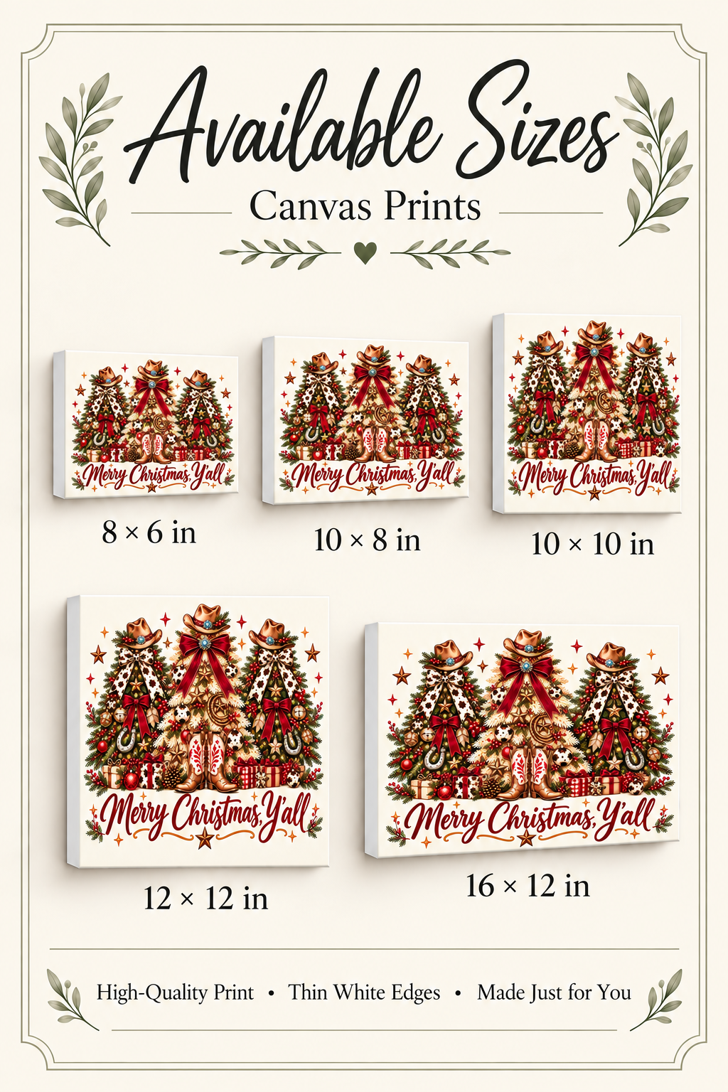 Merry Christmas Y’all Western Christmas Canvas