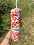 1-40oz Pumpkin Spice Mice Tumbler – Fall Mickey Mouse-Inspired Stainless Steel Double Wall Cup with Handle & Straw – Autumn Coffee Lovers Gift