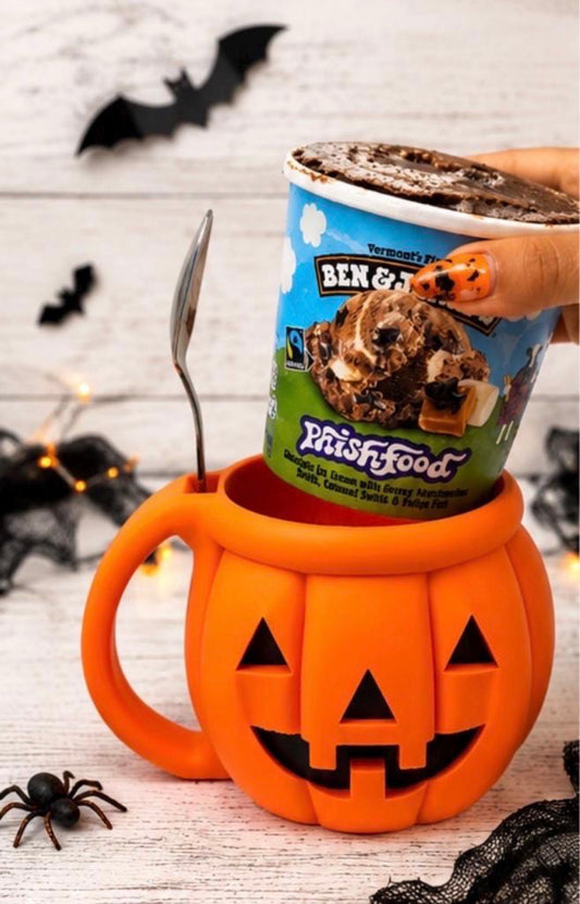 3D Printed Pumpkin Ice Cream Pint Holder | Halloween Gift
