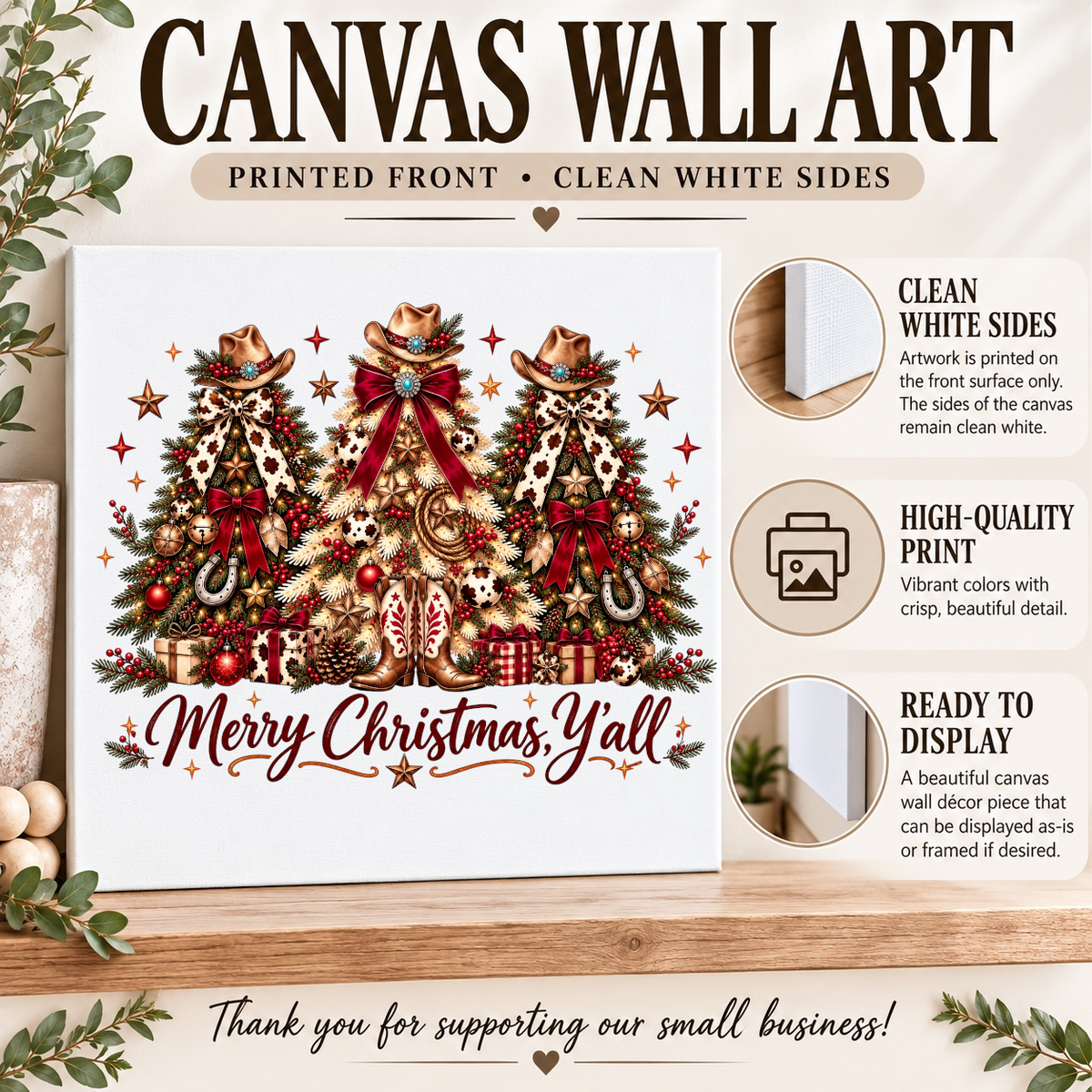 Merry Christmas Y’all Western Christmas Canvas