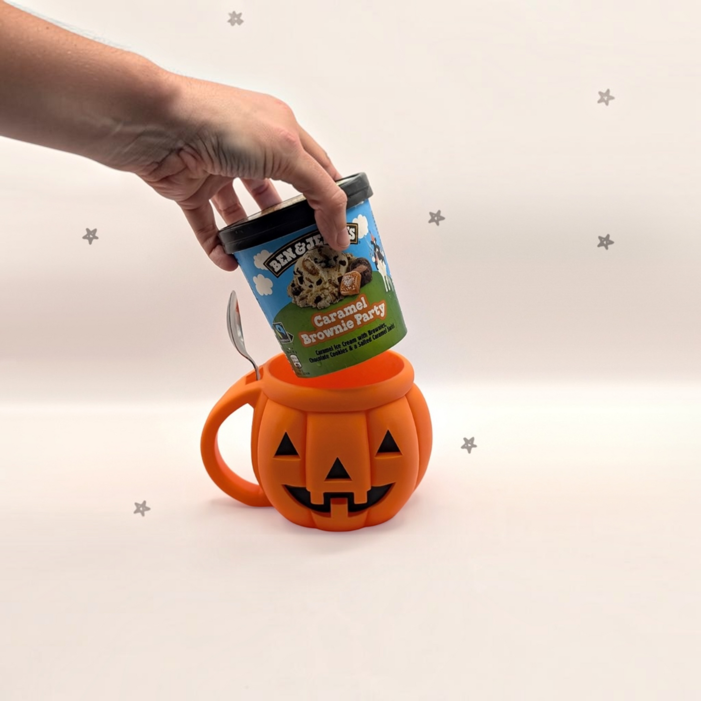 3D Printed Pumpkin Ice Cream Pint Holder | Halloween Gift