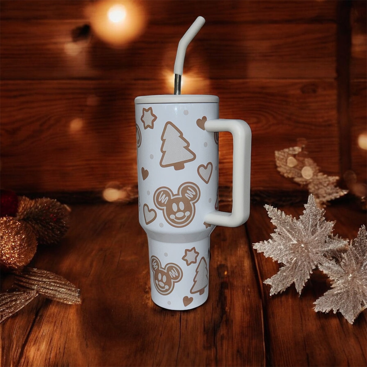 40oz Gingerbread Mouse Ears Tumbler with Handle