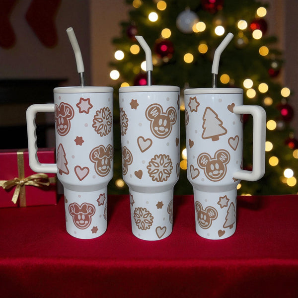 40oz Gingerbread Mouse Ears Tumbler with Handle