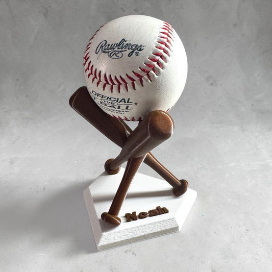 3D Printed Baseball Display Stand | Optional Personalized Name | Baseball Holder Gift