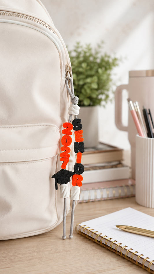 Personalized Senior 2027 Graduation Keychain | Custom 3D Backpack Charm