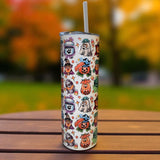 1 Nostalgic Halloween Cartoon Tumbler – 20oz Skinny Stainless Steel Cup with Lid & Straw – Cute Fall Characters, Boo Crew Mug, Retro Spooky