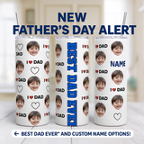 Custom Father’s Day Tumbler with Child’s Face – Best Dad Ever Gift – I ❤️ Dad Personalized Photo Cup – Name Option – Unique Gift for Dad or Grandpa