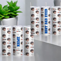 Custom Father’s Day Tumbler with Child’s Face – Best Dad Ever Gift – I ❤️ Dad Personalized Photo Cup – Name Option – Unique Gift for Dad or Grandpa