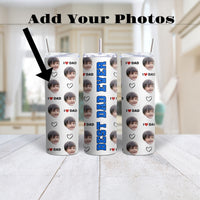 Custom Father’s Day Tumbler with Child’s Face – Best Dad Ever Gift – I ❤️ Dad Personalized Photo Cup – Name Option – Unique Gift for Dad or Grandpa