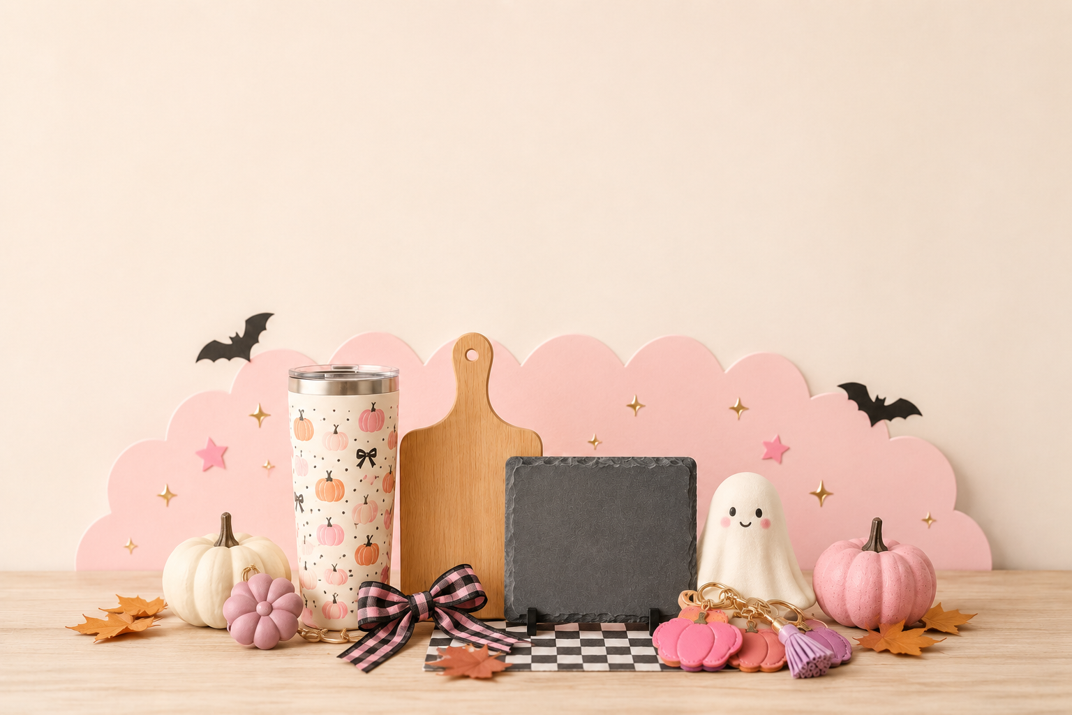 Playful fall handmade gifts with pink and spooky-cute accents