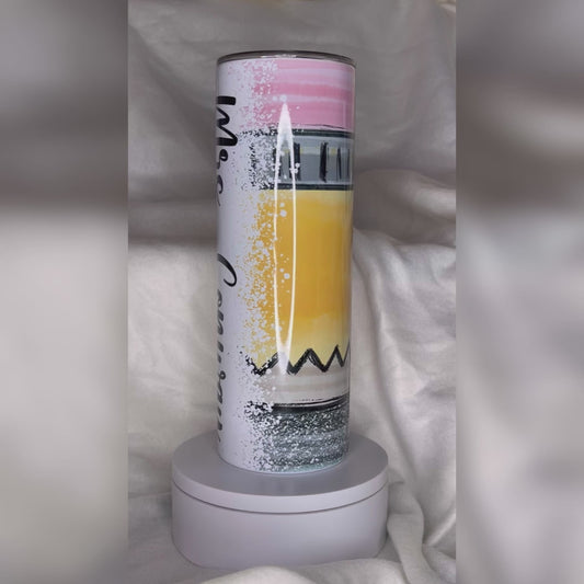 Personalized Pencil Teacher Name Tumbler – 20oz